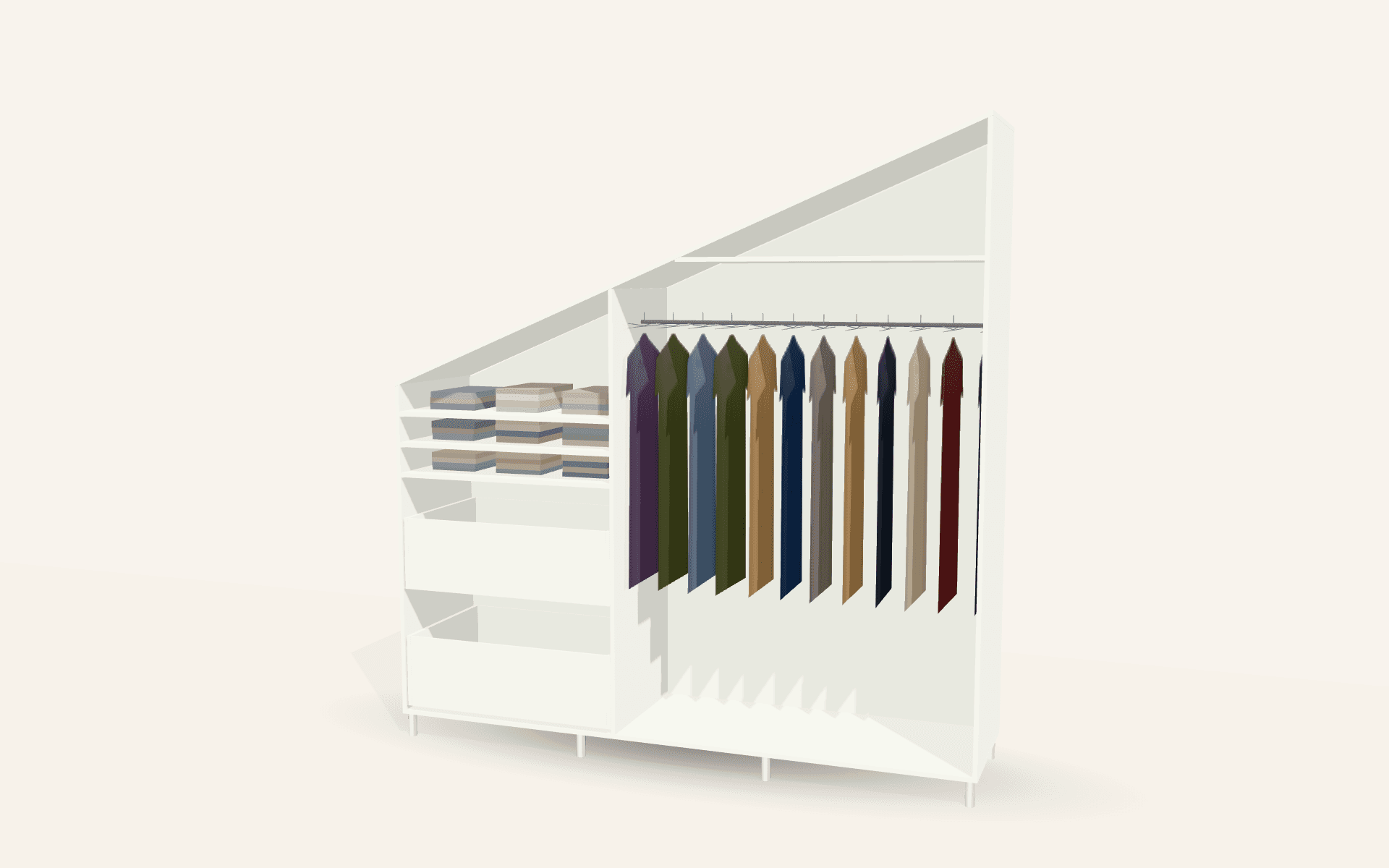 The Newstead Under-Eaves Wardrobe (grey oak handleless, sloping ceiling)
